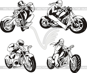 Set of bikers - vector clip art