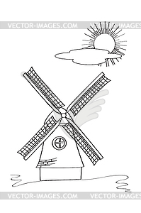 Windmill sketch - vector clipart