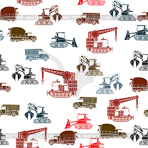 Construction vehicles pattern - vector image