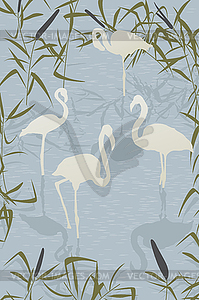 Flamingo scene - vector clip art