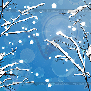 Зимние голые деревья - векторное изображение