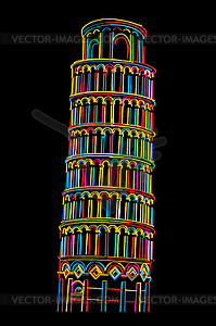 Пизанская башня эскиз - векторное графическое изображение