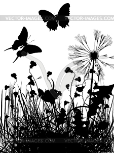 Meadow silhouette - vector clip art