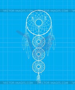 Dreamcatcher blue print - vector clipart