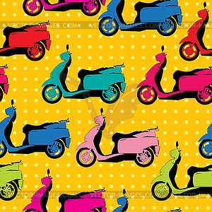 Comic style scooter pattern - vector image