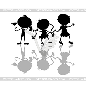 Black kids silhouettes - royalty-free vector clipart