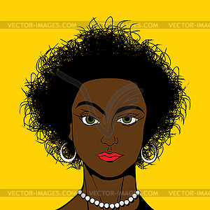 Поп-арт стиль черная девочка - цветной векторный клипарт