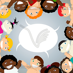 Kids with speech bubble - vector image