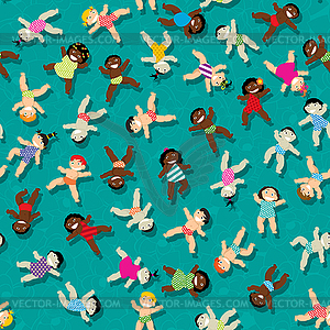 Multi racial baby pattern - vector clip art