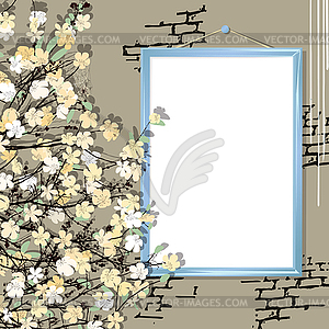 Empty frame with flowers - vector clip art