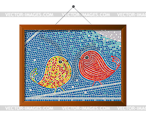 Mosaic tile birds - vector image