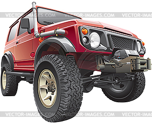 Red rally jeep - vector image