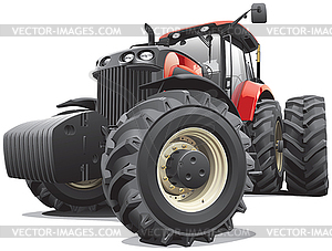 Red tractor with large wheels - vector clipart