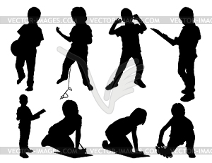 Leisure child. set silhouettes - vector image