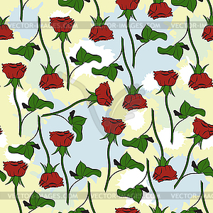 Seamless texture with roses and blots - vector clip art