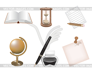 Icon set school and business themes - vector image