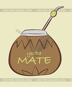 Yerba Mate, Calabash with Bombilla - vector clipart