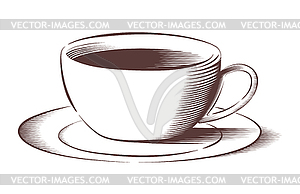 Coffee cup in engraved style - vector clipart