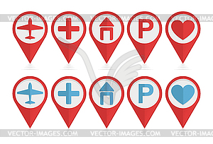 Set of pointers with icons - vector image