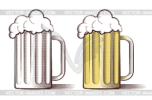 Beer in engraved style - vector clipart