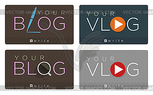 Set of blog and vlog icons - vector image