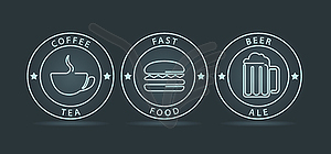 Set of neon outline style icons - vector image