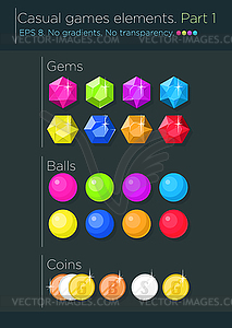 Set of casual games elements - vector image