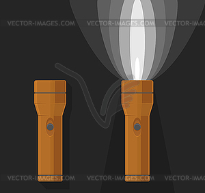 Two orange flashlights - color vector clipart