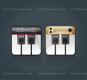 Piano icons for music software - vector image