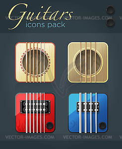 Set of guitar icons for music software - vector clipart