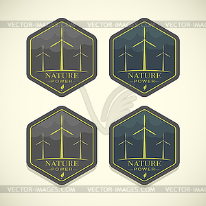 Eco icons of wind turbines - vector image