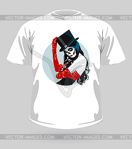 T-shirt with Sugar Skull girl - vector clipart