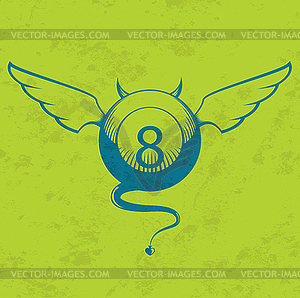 Eight ball with horns and tail - vector clipart