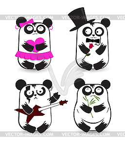 Set of pandas - vector clip art