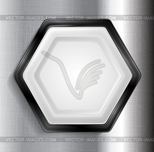 Abstract metallic hexagon label - vector image