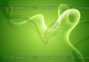 Bright abstract green wavy background - vector image