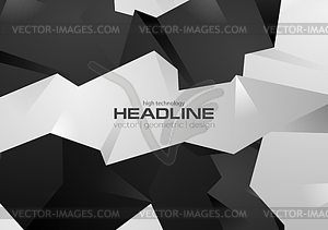 Black and white 3d polygonal shapes - vector clipart