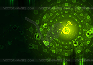 Dark green technology communication design - vector clip art