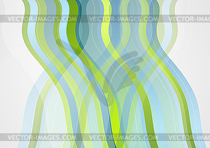 Abstract minimal blue green wavy design - vector clip art