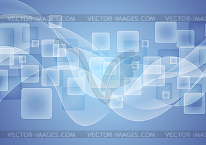 Blue abstract squares and waves background - vector clipart