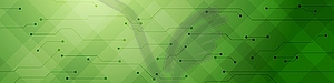 Green tech banner with circuit board - vector image