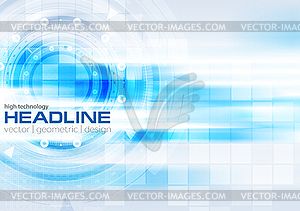 Blue hi-tech background with glowing stripes - vector image