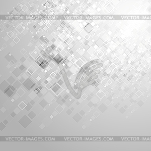 Abstract tech grey geometric squares background - white & black vector clipart