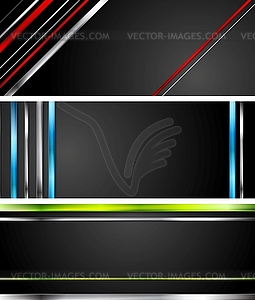 Abstract black tech banners with stripes - vector image