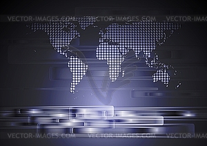 Abstract hi-tech background with world map - vector clipart