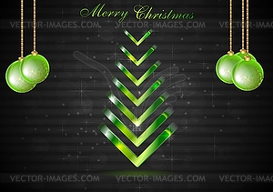 Абстрактный рождественские елки с зелеными шарами - векторный эскиз