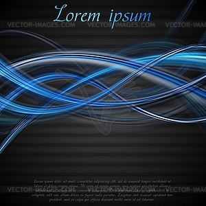 Vibrant blue and black wavy backdrop - vector clip art
