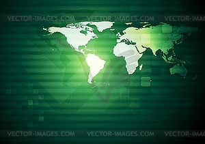 Abstract technical background with world map - vector image