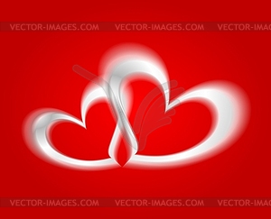White hearts on red backdrop - vector clip art
