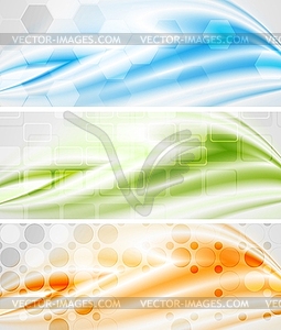 Tech wavy banners - vector clipart